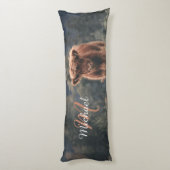 Highland koe kalf herfstgras monogram initiaal lichaamskussen (Achterkant (Verticaal))