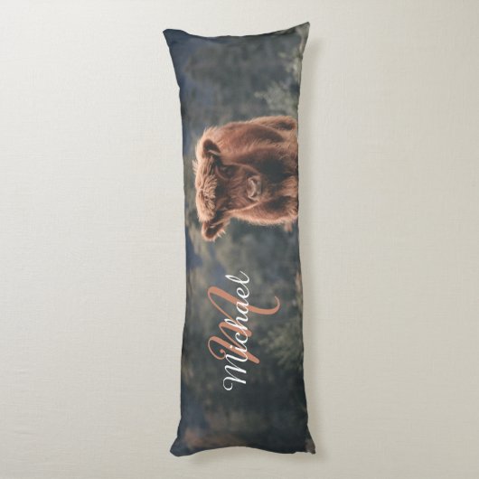Highland koe kalf herfstgras monogram initiaal lichaamskussen (Achterkant (Verticaal))