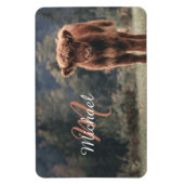 Highland koe kalf herfstgras monogram initiaal magneet (Verticaal)