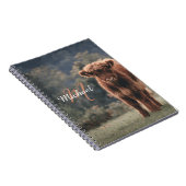 Highland koe kalf herfstgras monogram initiaal notitieboek (Rechterzijde)