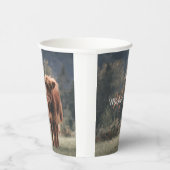 Highland koe kalf herfstgras monogram initiaal papieren bekers (Rechts)