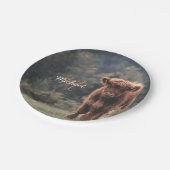 Highland koe kalf herfstgras monogram initiaal papieren bordje (Gekanteld)