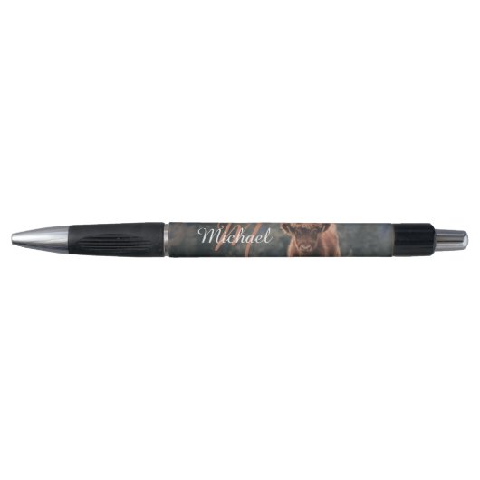 Highland koe kalf herfstgras monogram initiaal pen (Voorkant)