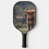 Highland koe kalf herfstgras monogram initiaal pickleball paddle (Achterkant)