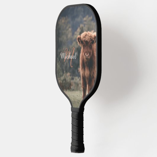 Highland koe kalf herfstgras monogram initiaal pickleball paddle (Links)