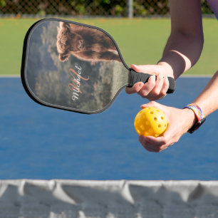 Highland koe kalf herfstgras monogram initiaal pickleball paddle