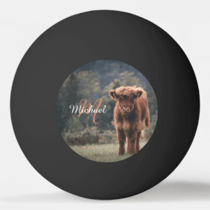 Highland koe kalf herfstgras monogram initiaal pingpongbal