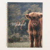 Highland koe kalf herfstgras monogram initiaal planner (Voorkant)