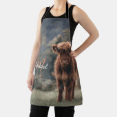 Highland koe kalf herfstgras monogram initiaal schort (Insitu)