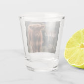 Highland koe kalf herfstgras monogram initiaal shot glas (Achterkant)