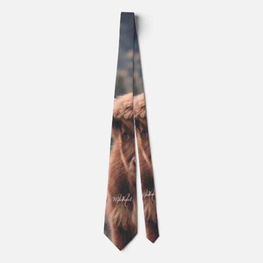 Highland koe kalf herfstgras monogram initiaal stropdas (Voorkant)