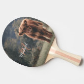 Highland koe kalf herfstgras monogram initiaal tafeltennisbatje (Zijkant)