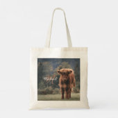 Highland koe kalf herfstgras monogram initiaal tote bag (Achterkant)