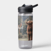 Highland koe kalf herfstgras monogram initiaal waterfles (Links)