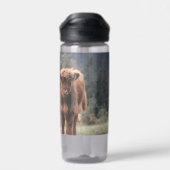 Highland koe kalf herfstgras monogram initiaal waterfles (Achterkant)
