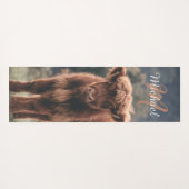 Highland koe kalf herfstgras monogram initiaal yogamat (Achterkant (horizontaal))