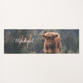 Highland koe kalf herfstgras monogram initiaal yogamat (Achterkant (horizontaal))