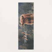 Highland koe kalf herfstgras monogram initiaal yogamat (Achterkant)