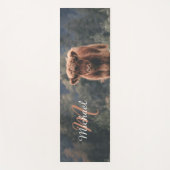 Highland koe kalf herfstgras monogram initiaal yogamat (Voorkant)
