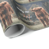 Highland koe kalf monogram eerste verjaardagsfeest cadeaupapier (Rol Hoek)