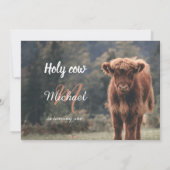 Highland koe kalf monogram eerste verjaardagsfeest kaart (Achterkant)