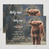 Highland koe kalf monogram eerste verjaardagsfeest kaart (Voorkant / Achterkant)