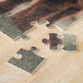 Highland koe kalf monogram eerste verjaardagsfeest legpuzzel (Zijkant)