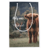 Highland koe kalf monogram eerste verjaardagsfeest medium cadeauzakje (Voorkant)