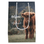 Highland koe kalf monogram eerste verjaardagsfeest medium cadeauzakje (Achterkant)