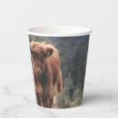 Highland koe kalf monogram eerste verjaardagsfeest papieren bekers (Achterkant)