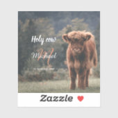 Highland koe kalf monogram eerste verjaardagsfeest sticker (Vel)
