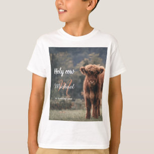 Highland koe kalf monogram eerste verjaardagsfeest t-shirt