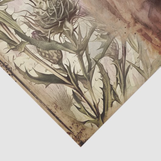 Highland Koe Kalf Schotland Thistle Waterverf Tissuepapier (Detail)