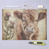 Highland Koe Kalf Schotland Thistle Waterverf Tissuepapier (Craft)