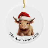 Highland Koe keramische foto Ornament (Voorkant)