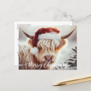Highland Koe Kerst Kaart Briefkaart