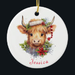 Highland Koe Kerstmis Santa Hat gepersonaliseerd Keramisch Ornament<br><div class="desc">Maak uw vakantieseizoen nog specialer met onze Schattigee Highland Koe in Santa Hat gepersonaliseerd keramisch Ornament. Dit prachtige ornament heeft een schattige Highland koe met een kerstmuts, die een charmante touch aan uw kerstdecor toevoegt. Personaliseer het met een aangepaste naam om een unieke aandenken of een doordacht geschenk te creëer...</div>