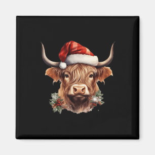 Highland Koe Kerstmiskerstmis Santa Woolly Boerder Magneet