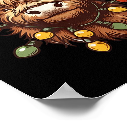 Highland Koe Kerstmiskerstmis Santa Woolly Boerder Poster (Hoek)