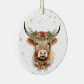 Highland Koe kerstversiering gepersonaliseerd Keramisch Ornament (Rechts)