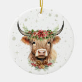 Highland Koe kerstversiering gepersonaliseerd Keramisch Ornament (Voorkant)