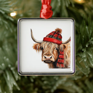 Highland koe kerstversiering metalen ornament