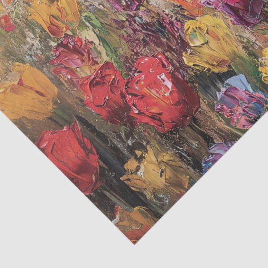 Highland Koe Kleurrijke Tulpen Decoupage Tissuepapier (Detail)