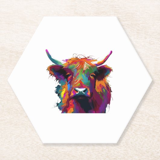 Highland Koe, koe, Highland koe kunst, schattig Hi Kartonnen Onderzetters (Voorkant)