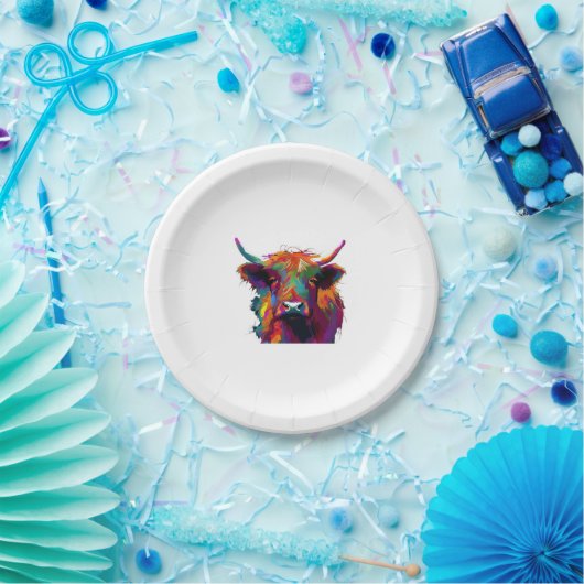 Highland Koe, koe, Highland koe kunst, schattig Hi Papieren Bordje (Feest)