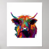 Highland Koe, koe, Highland koe kunst, schattig Hi Poster (Voorkant)