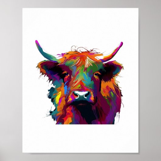 Highland Koe, koe, Highland koe kunst, schattig Hi Poster (Voorkant)