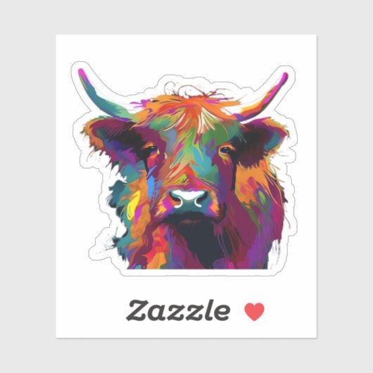Highland Koe, koe, Highland koe kunst, schattig Hi Sticker (Vel)