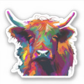 Highland Koe, koe, Highland koe kunst, schattig Hi Sticker (Voorkant)