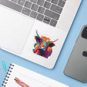 Highland Koe, koe, Highland koe kunst, schattig Hi Sticker (Laptop met iPhone)